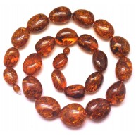 Cognac color amber beads necklace 100g-AN2048